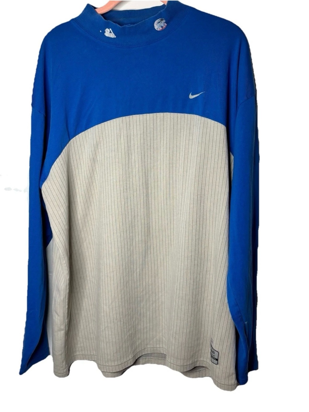 Nike Blue Crewneck Pullover size L with White Swoosh vintage Chicago Cubs